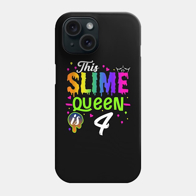 Kids This Slime Queen Is 410 Girl 4th Birthday Party Squad Outfit Phone Case by The Design Catalyst