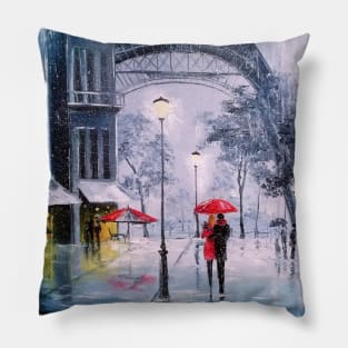 The first snow in Paris Pillow