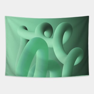 Fluid geometric green shape Tapestry