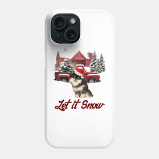 Pomeranian Let It Snow Tree Farm Red Truck Christmas Phone Case