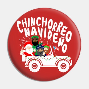 Puerto Rican Christmas Chinchorreo Coquito Santa Three Kings Text White Pin