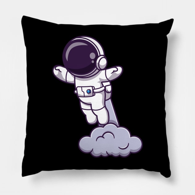 Astronaut Launching On Space Cartoon Pillow by Catalyst Labs