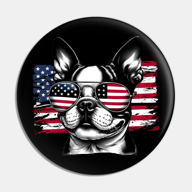 Boston Terrier Patriotic Sunglasess American Flag 4th of July Pin by karishmamakeia