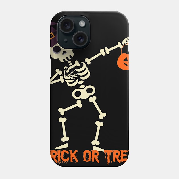 Kids Cute Boys Halloween Dabbing Skeleton Phone Case by foxmqpo