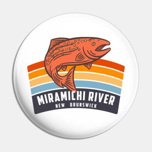 Miramichi River New Brunswick Salmon Fishing Graphic Pin