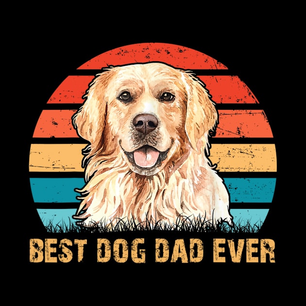 Best Dog Dad Ever Golden Retriever Vintage by Rojio