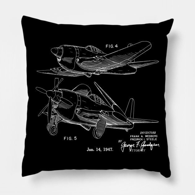 1947 Airplane Design Patent Image Pillow by MadebyDesign
