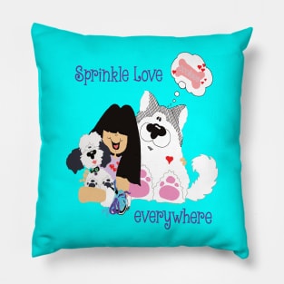 Sprinkle Love Everywhere - Alaskan Malamute + Miniature Poodle Pillow