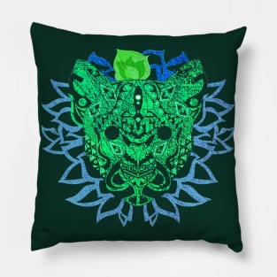 the magical mayan tiger in mexican pattern ecopop Pillow