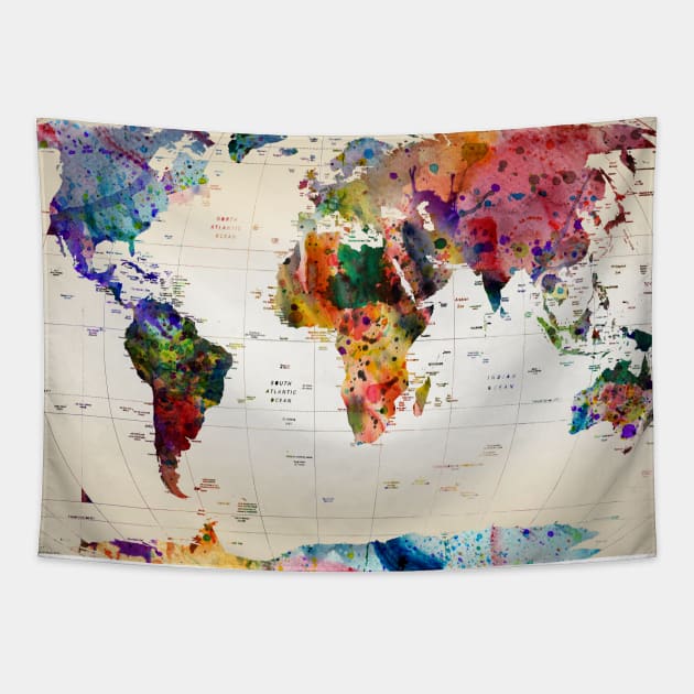 map of the world Tapestry by MARK ASHKENAZI