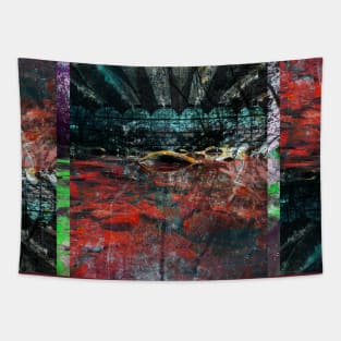 the landscape of the city in collage art photograph Tapestry