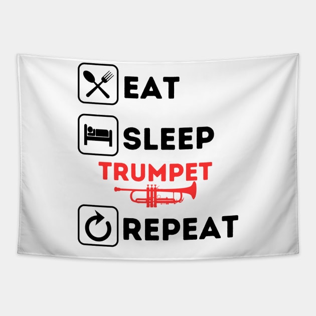 Funny eat sleep trumpet repeat Tapestry by Qurax