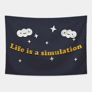 Life Is A Simulation  / Faded-Style Nihilist Design Tapestry