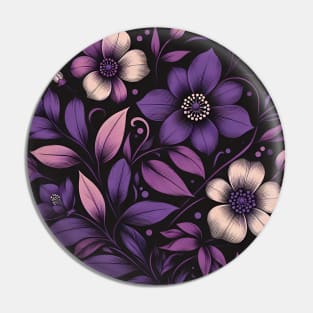 Violet Floral Illustration Pin