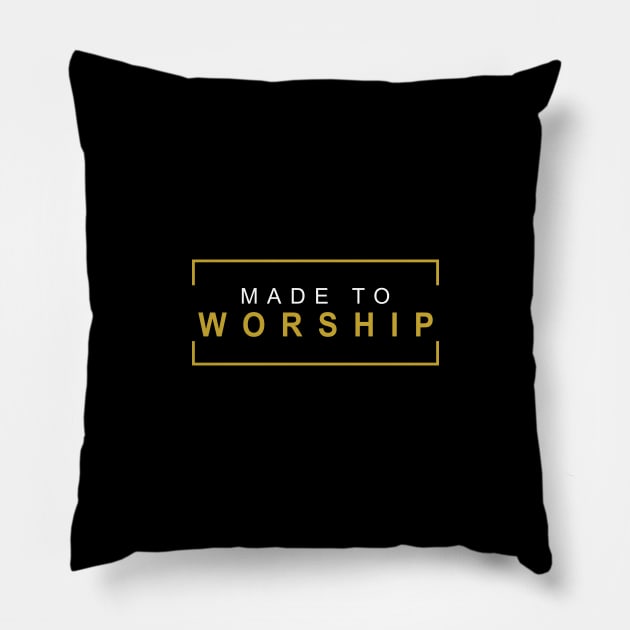 Christian Made to Worship Retro Gold Pillow by Tee Tow Argh 