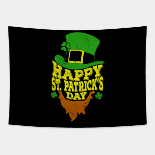 Happy St Patricks Day T-Shirt Shamrock Beard irish Gift Tee Tapestry