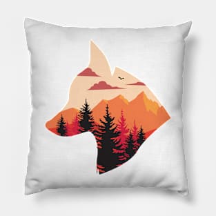 Wolf Adventure Illustration Pillow