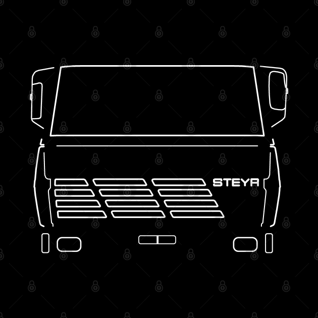 Steyr classic 1970s truck white outline graphic by soitwouldseem