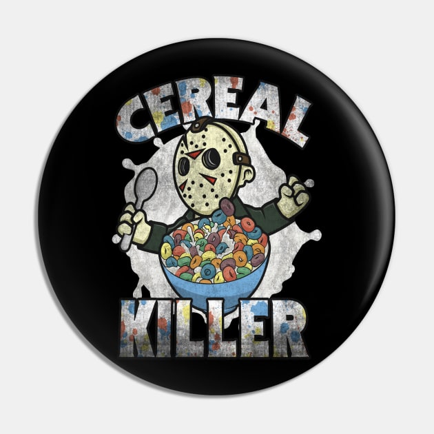 Cereal Killer Funny Retro 80s Horror Parody Pin by CultTees