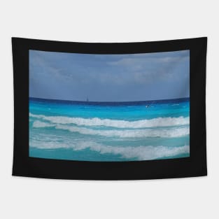 Cancun Mexico Sailing and Jet Skiing on the beautiful blue water of Cancun Beach Tapestry