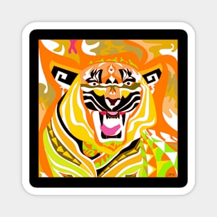 tiger in bengal zodiac in china wallpaper art in dark Magnet