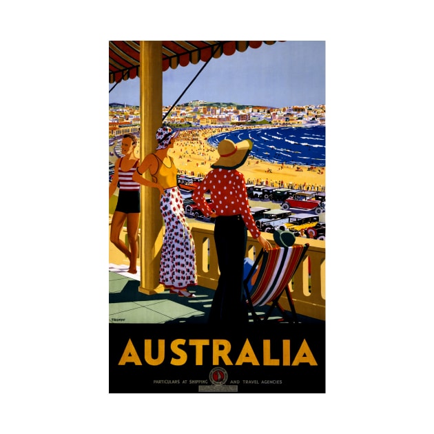 Vintage Travel Poster Australia Beach by vintagetreasure