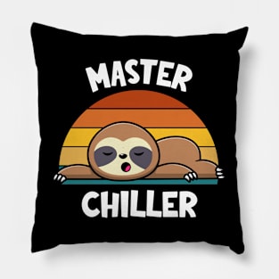 Kawaii Sloth - Master Chiller | Funny Sloth Sunset Pillow