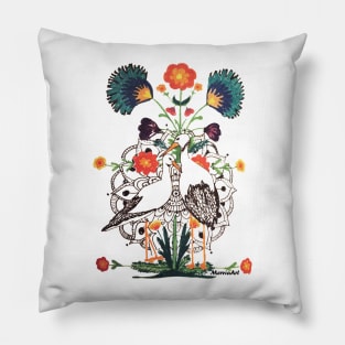 Polish Storks Folk style with Mandala Pillow