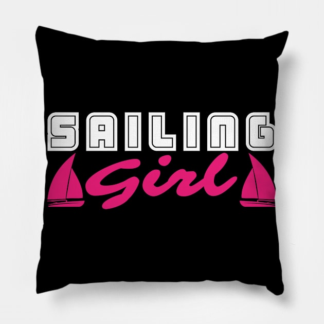 Sailing Girl Women Sailor Boat Water Sea Pillow by DesignatedDesigner