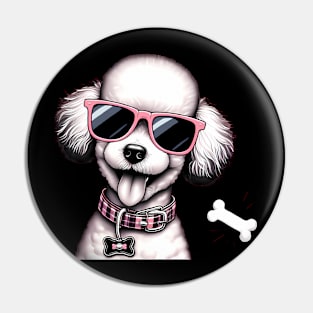 Funny Poodle with Sunglasses Pin