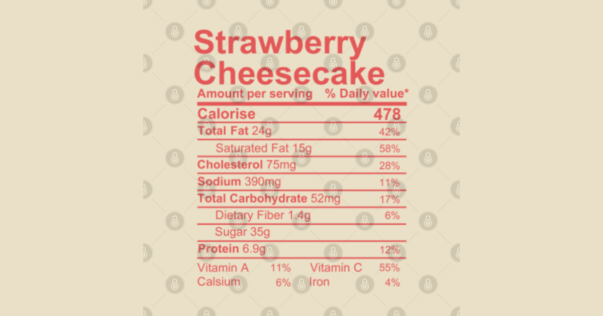 Strawberry Cheesecake Nutrition Facts Nutritional Facts TShirt