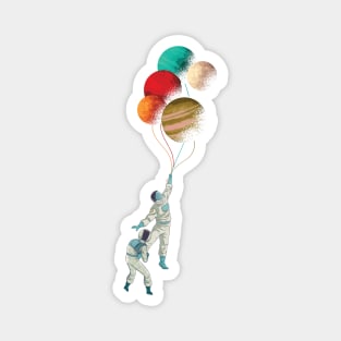 Planet Balloons Funny Astronauts Flying Away Magnet