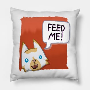 Feed Me! [Flame Point Cat With A Red Background] Pillow