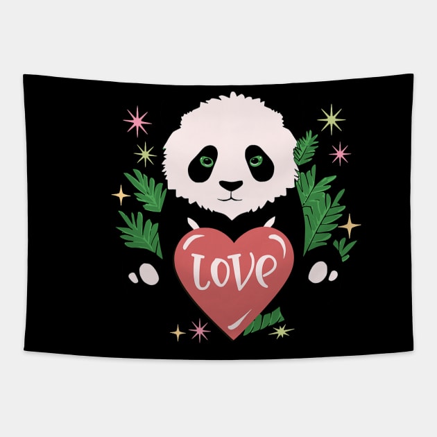 Cute Baby Panda Lover Gift Valentines Day Tapestry by jadolomadolo