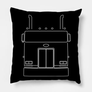 Cabover Pete classic truck outline graphic (white) Pillow