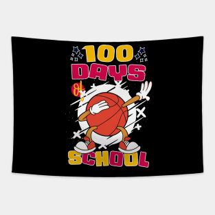 100 days of school featuring a dabbing basketball #3 Tapestry