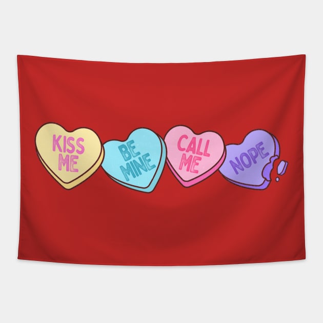 Valentine's Da6 Sweetheart Candies Conversation Candies Tapestry by SilverLake