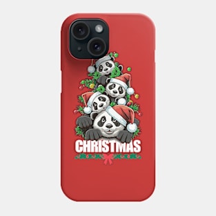 Christmas Pandas (momma and 3 cubs) Phone Case