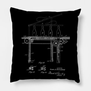 Automatic Bowling Machine Vintage Patent Drawing Pillow