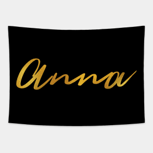 Anna Name Hand Lettering in Gold Letters Tapestry