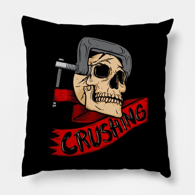 Skull Crushing Pillow by Baddest Shirt Co.