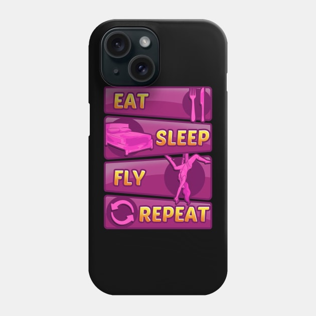 Eat Sleep Fly Repeat Aerial Yoga Silks Phone Case by theperfectpresents