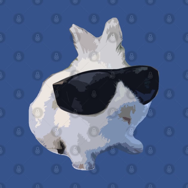 Cool White Bunny with Sunglasses Chilling Pet by wigobun