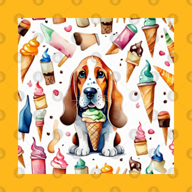 Cute basset hound dog ice cream pattern gift ideas by WeLoveAnimals