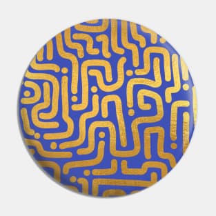 Indigo Blue Gold colored abstract lines pattern Pin