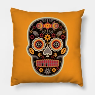 Cempasuchil de Muertes Mexican Sugar Skull Pillow