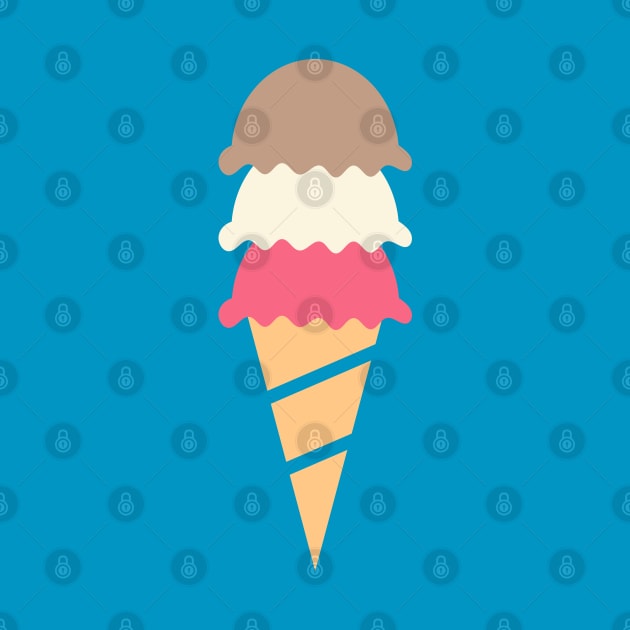 Neopolitan Three Scoop Ice Cream Cone by lymancreativeco