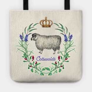 Cotswolds Sheep Lavender Wreath British Cottagecore Tote