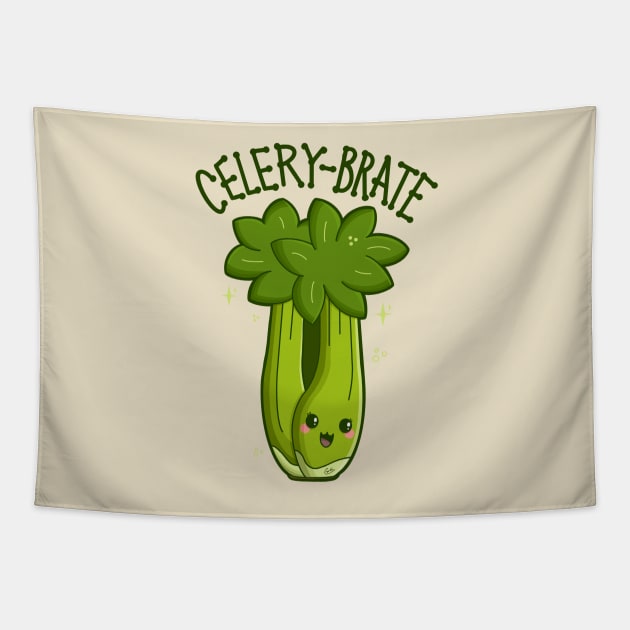 “Celery-Brate” Celebrating Celery Tapestry by CyndiCarlson