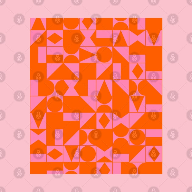 Pink and Orange Geometric Shapes Grid by OneThreeSix